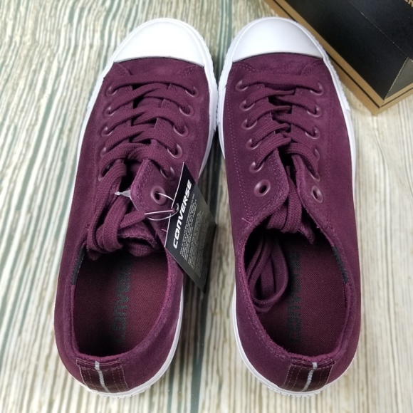 New CONVERSE red plush suede OX lace up sneakers - Picture 5 of 8